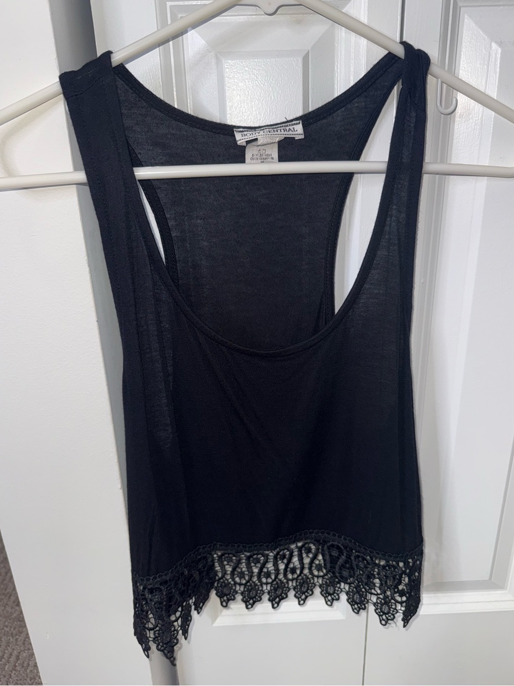 Women’s Black Crochet-Hem Racerback Tank